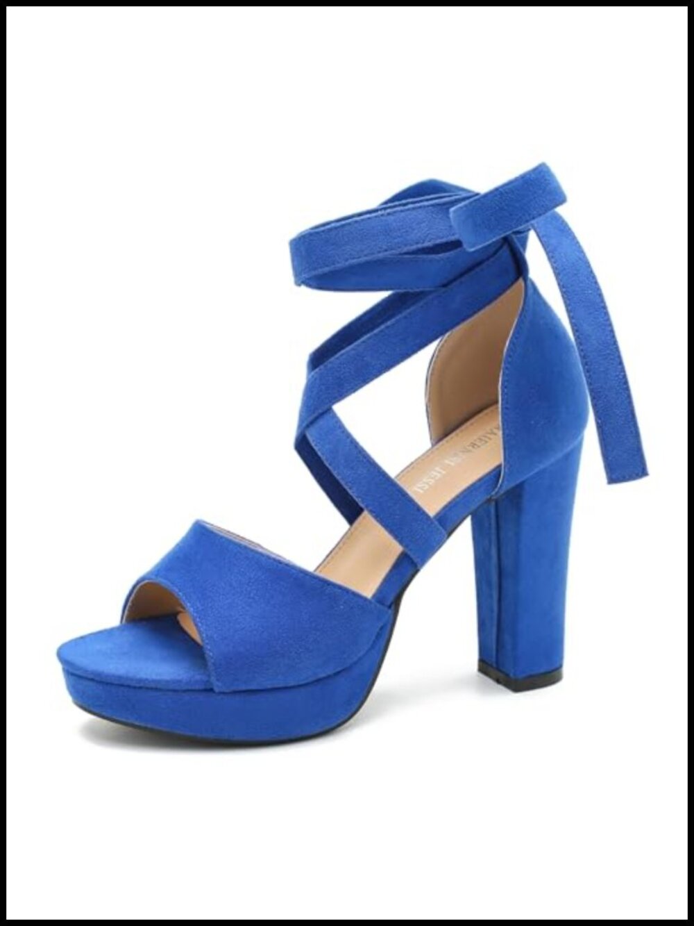 Chunky Platform Heeled Sandals with Lace-Up Ankle Tie 4 Inch Heel